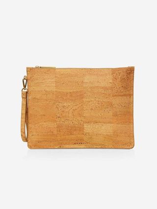Delta Handcrafted Cork Vegan Large Clutch Pouch Natural