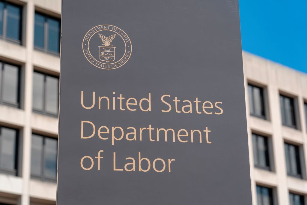 The US Department of Labor Building on March 26, 2020, in Washington, DC.