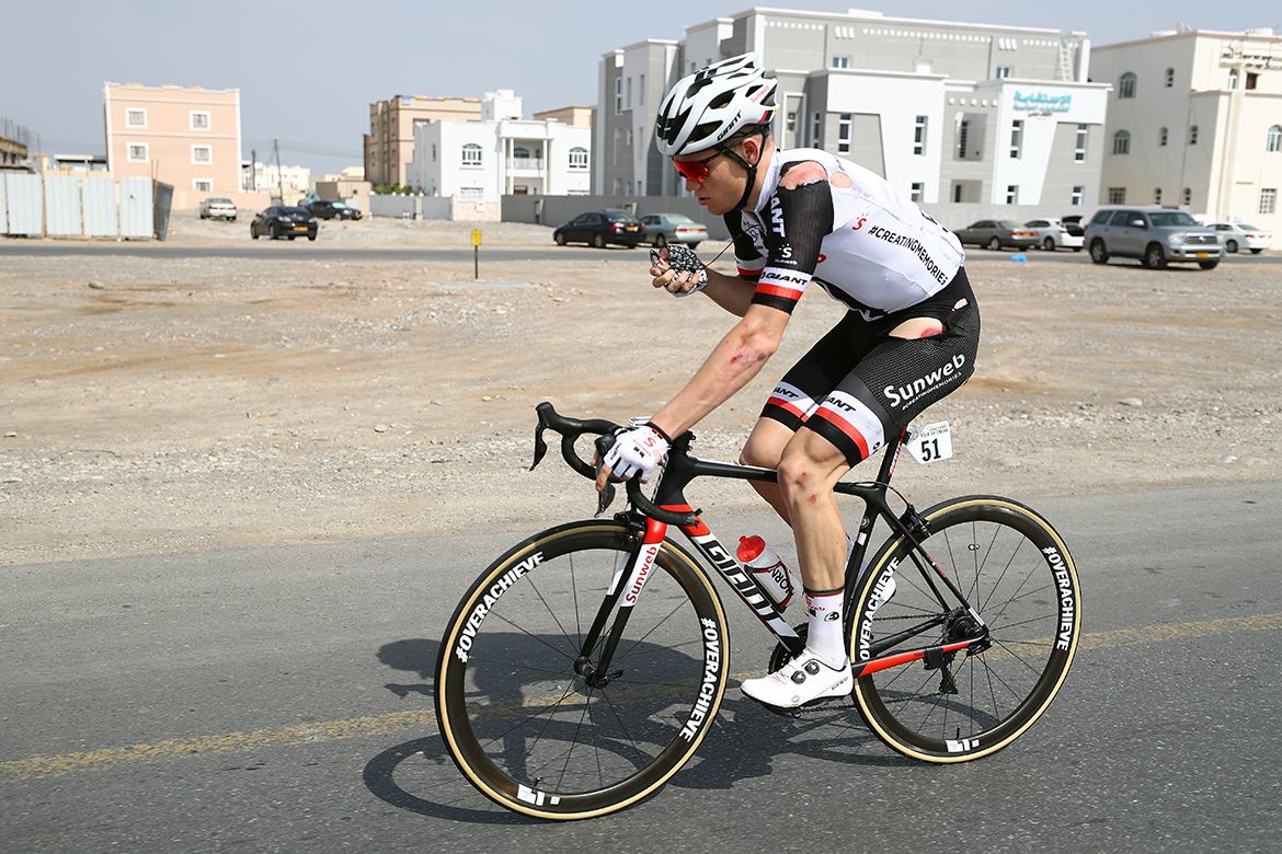 S&oslash;ren Kragh Andersen (Team Sunweb) crashed but raced on