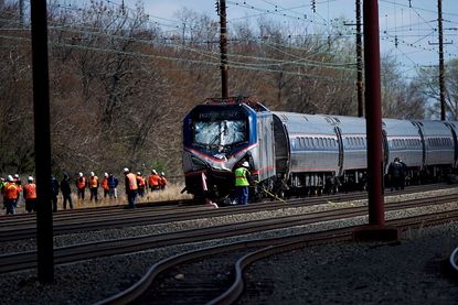 The Amtrak train that derailed near Philadelphia on Sunday.