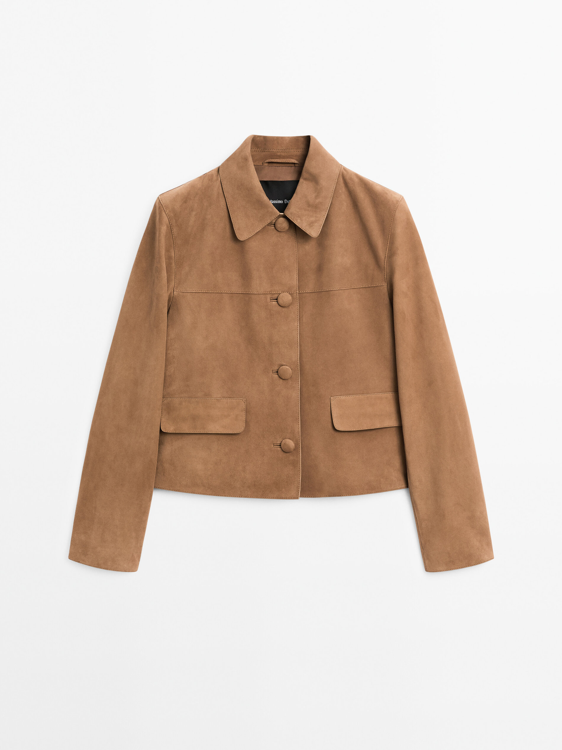 Suede Leather Jacket With Lined Buttons