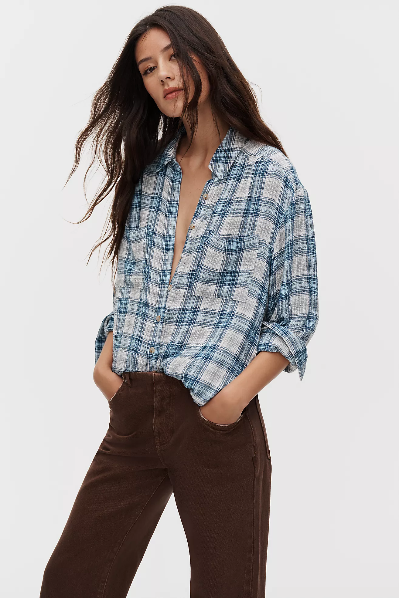 Pilcro Hadley Relaxed Plaid Buttondown Shirt