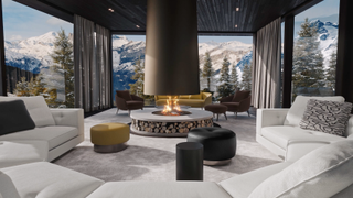 Mountain living space from Minotti The Grand Tour 2023 film