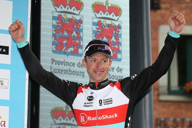 Stijn Devolder (Radioshack) steps onto the podium