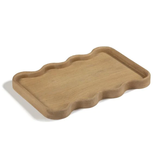 wooden tray with wavy scalloped edges