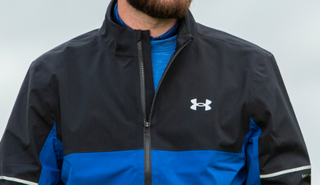 The zip and shoulders of the Under Armour Drive Rain Jacket