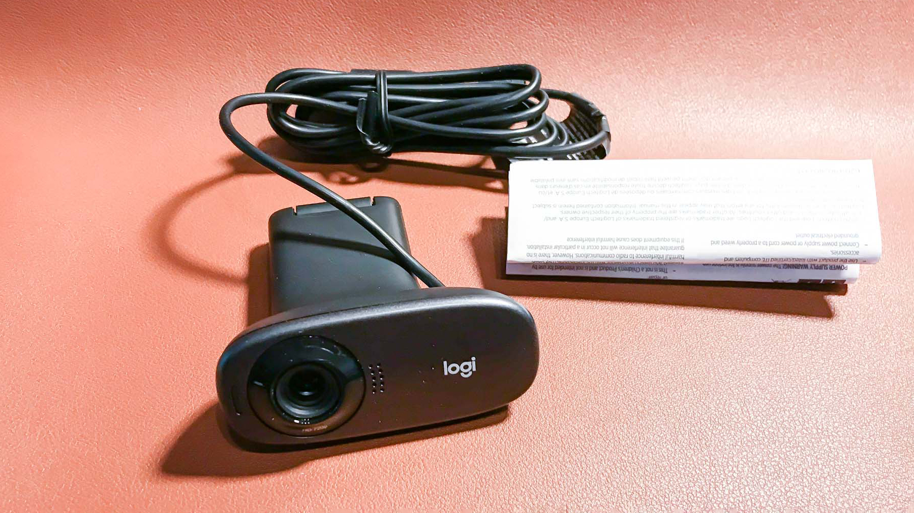 Logitech C310 HD Webcam with cord and manual