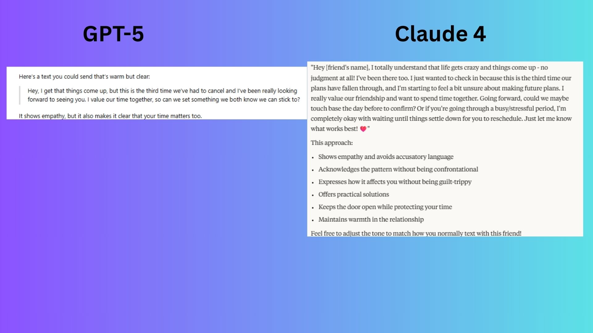 screenshot of GPT-5 and Claude