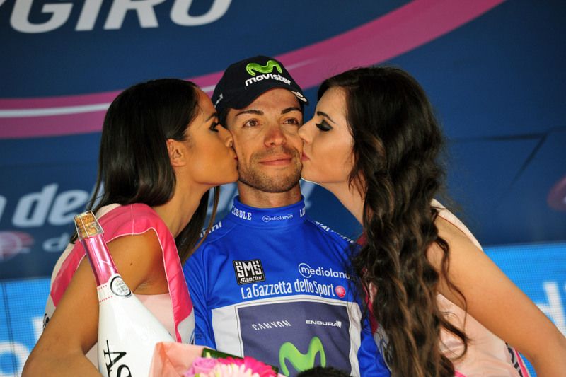Giovanni Visconti (Movistar) gets the podium kisses