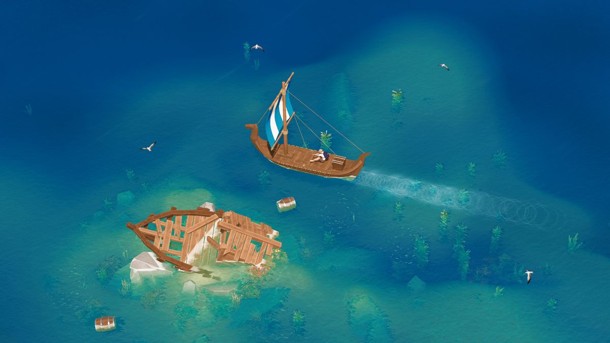 Sailing past a wreck in Len's Island