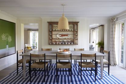 Dining room decorating with plates on wall rack