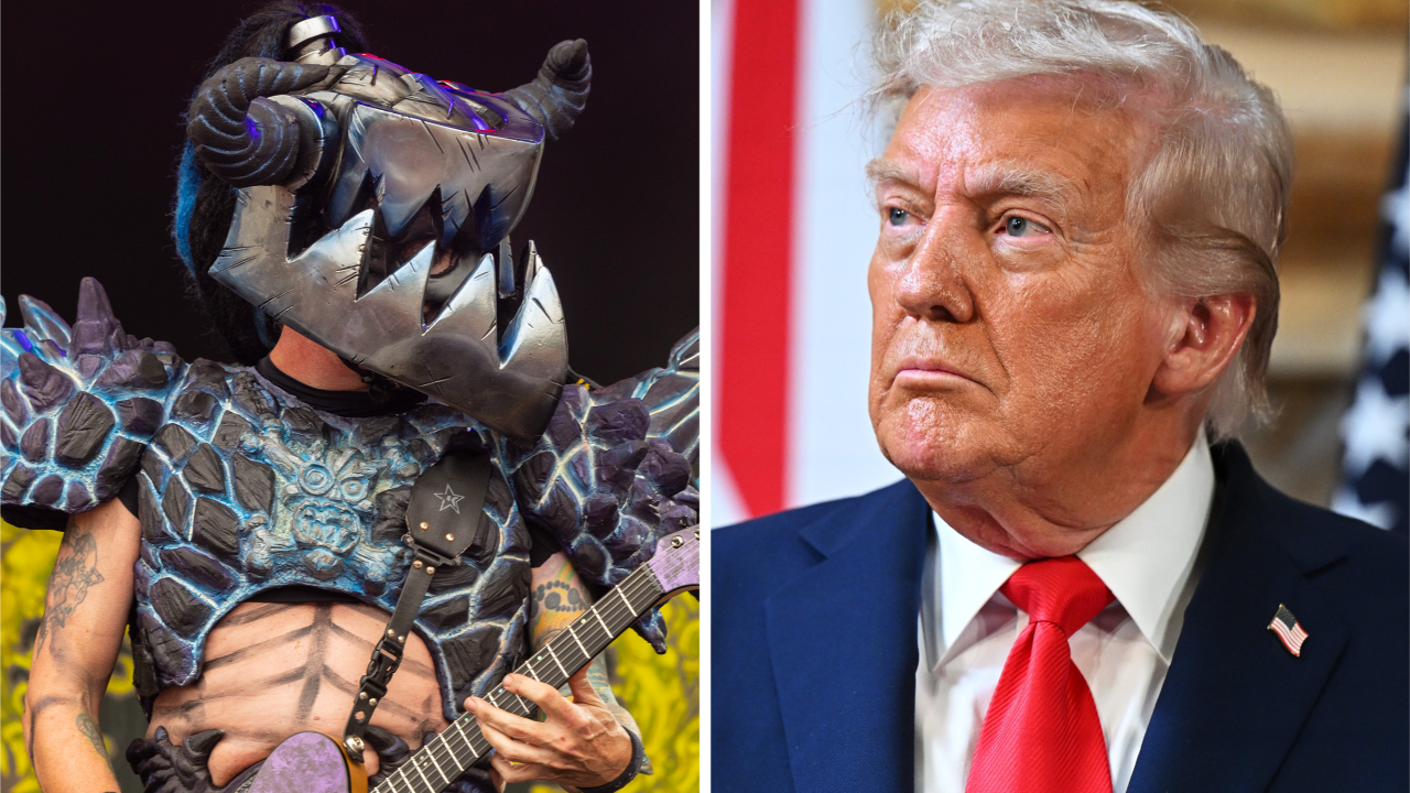 Gwar guitarist Balsac the Jaws of Death in 2025, and US President Donald Trump in 2025