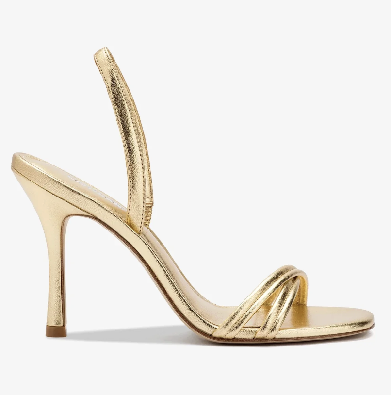 Larroud&amp;eacute;, Annie Sandal in Gold Metallic Leather