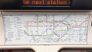 London Underground map design on train carriage wall