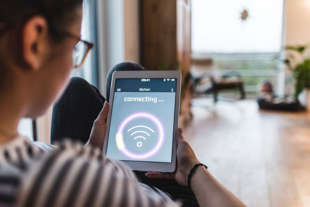 woman using wireless device