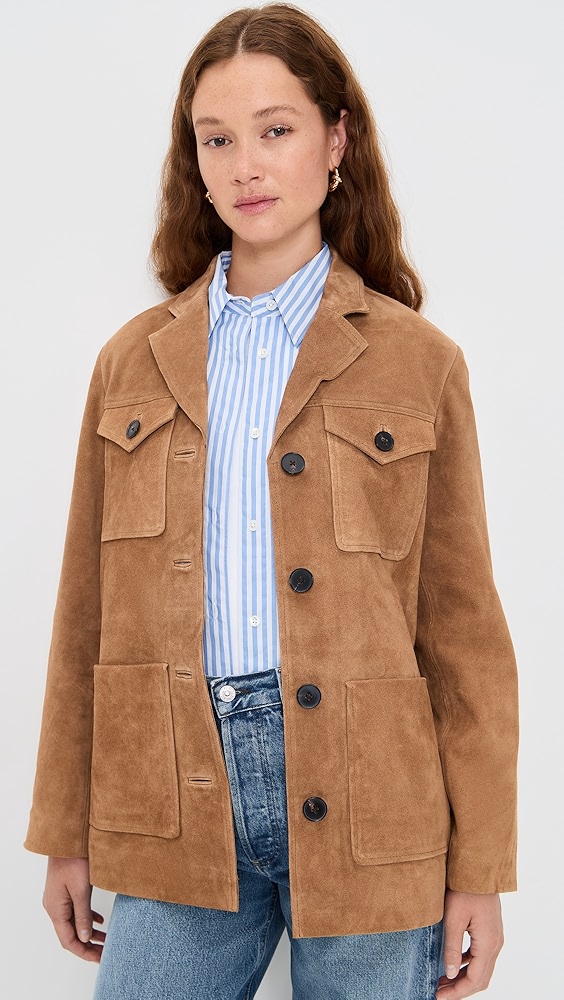 Madewell Long Chore Blazer in Suede