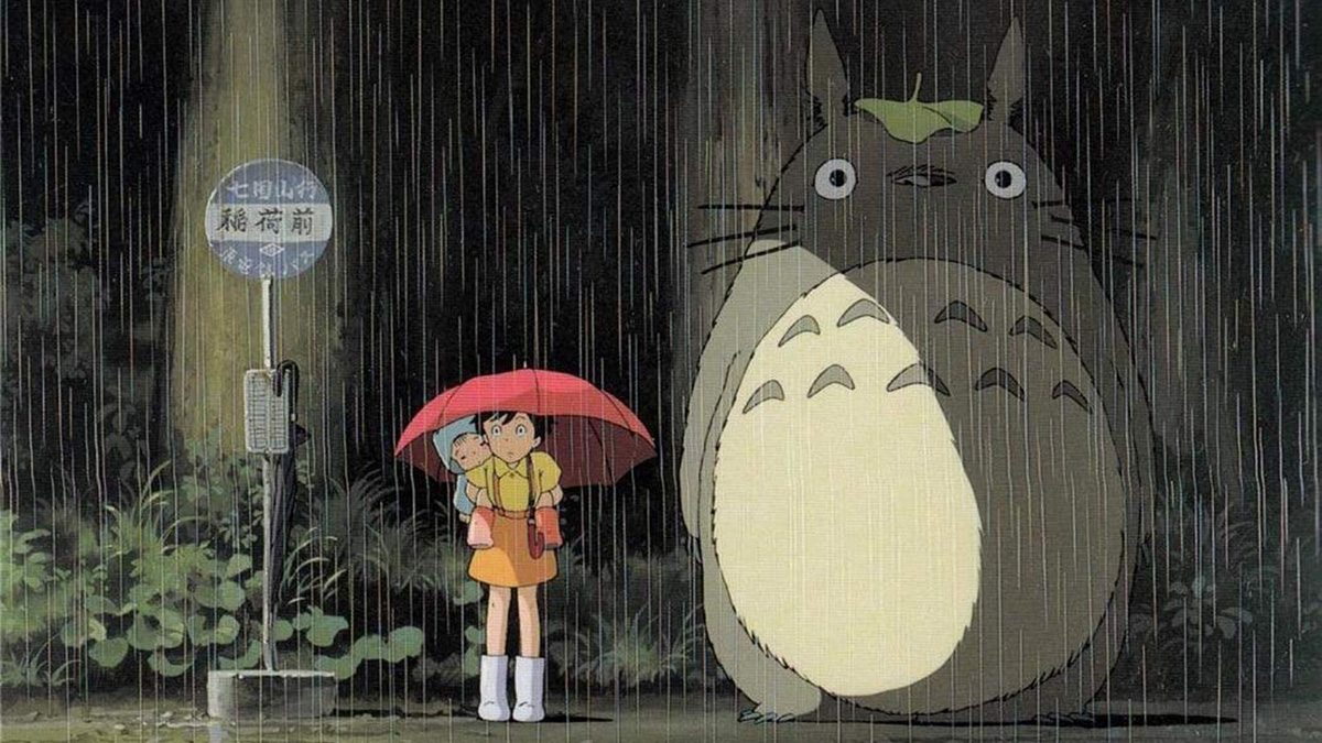 Totoro in the rain at the bus stop from My Neighbor Totoro
