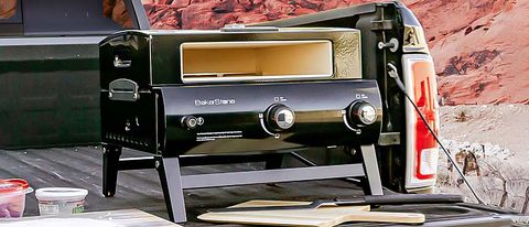 BakerStone Portable Gas Series Pizza Oven Box on truck bed