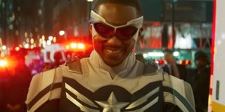Sam Wilson in his Captain America suit in The Falcon and the Winter Soldier.