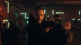 Tom Hardy in the middle of a fight scene in Havoc