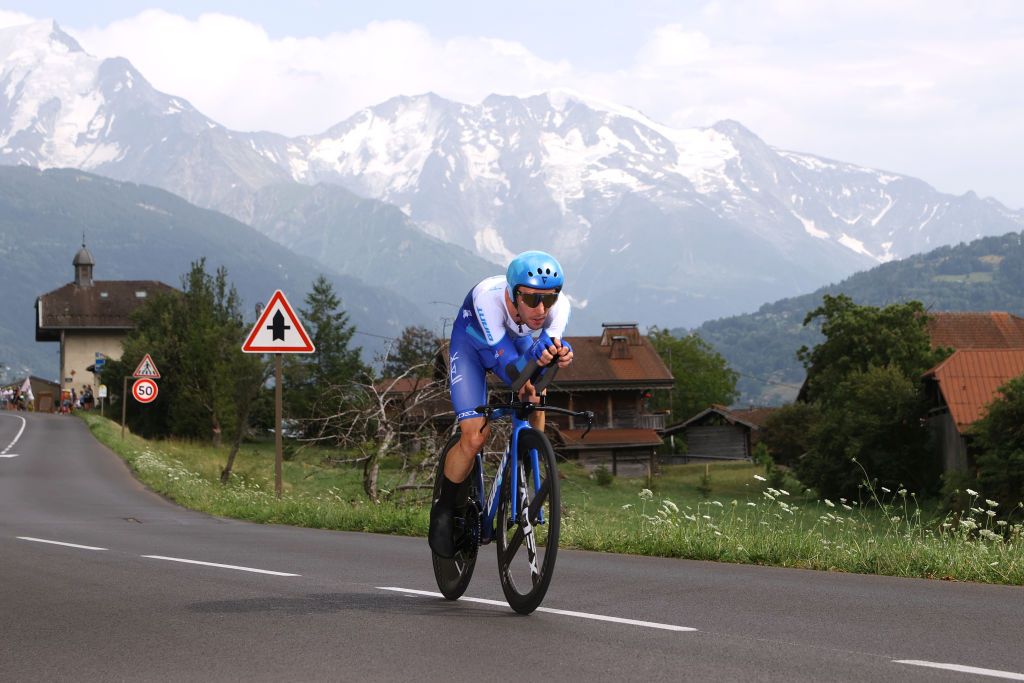 COMBLOUX FRANCE JULY 18 Simon Yates of United Kingdom and Team JaycoAlUla sprints during the stage sixteen of the 110th Tour de France 2023 a 224km individual climbing time trial stage from Passy to Combloux 974m UCIWT on July 18 2023 in Combloux France Photo by Michael SteeleGetty Images
