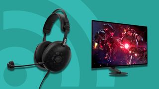 The Inzone H6 Air headset and Inzone M10S II gaming monitor on a blue background.