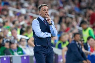 FRISCO, TX - MARCH 05: England head coach Phil Neville during the Women&#039;s SheBelieves Cup match between the USA and England on March 05, 2020 at Exploria Stadium in Orlando, FL. (Photo by Robin Alam/Icon Sportswire via Getty Images)