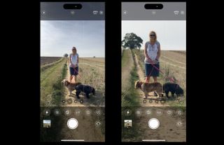 Side my side comparisons screenshots of the iPhone camera app