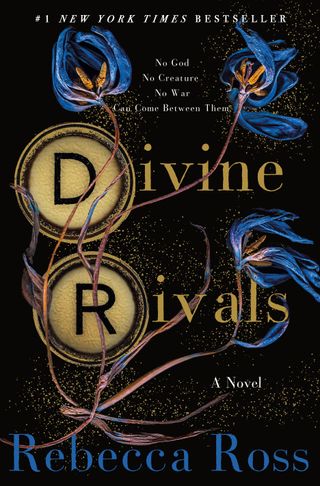 divine rivals book cover with blue flowers growing at the end of a branch