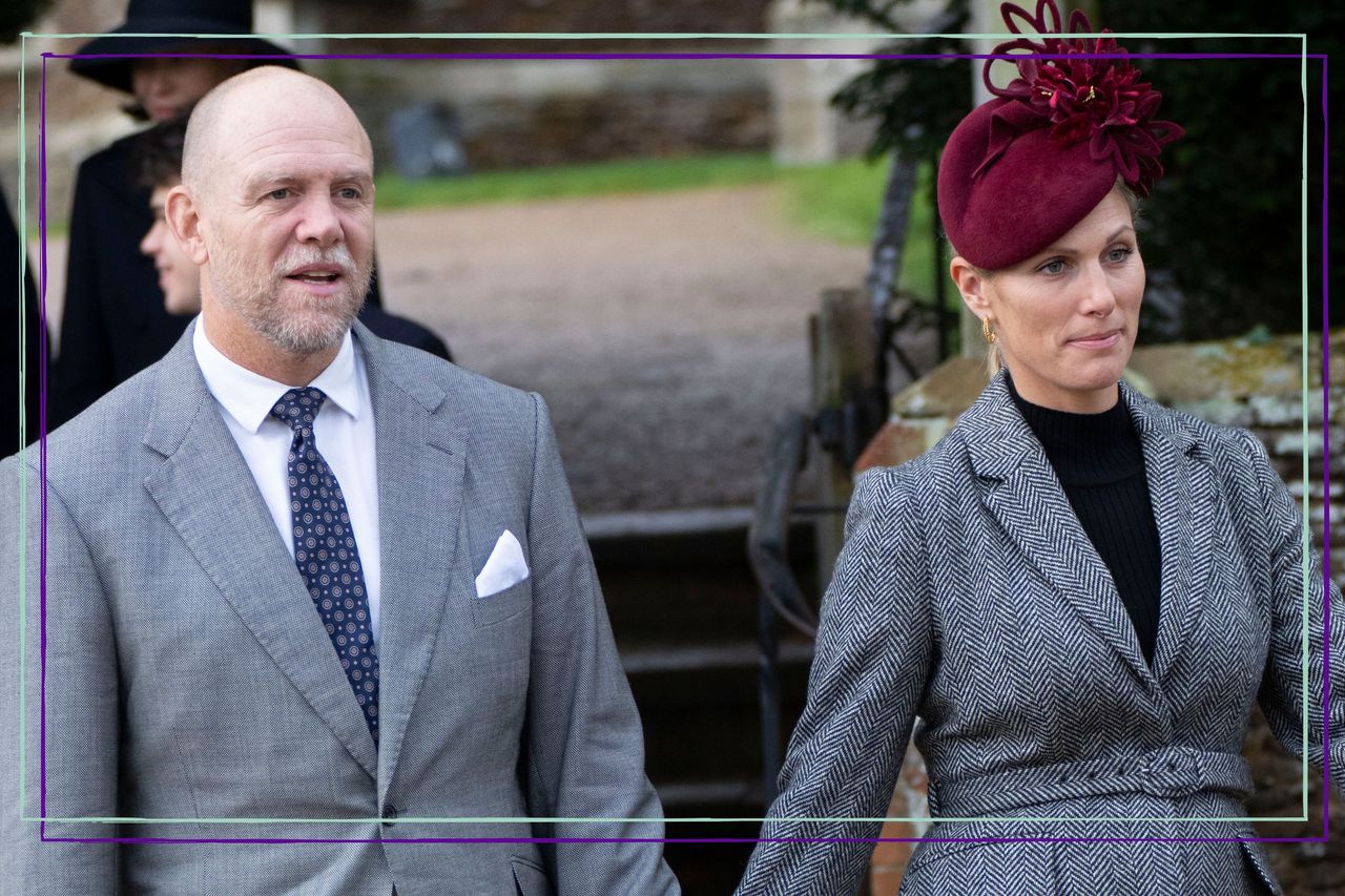 Zara and Mike Tindall walking from church at Christmas