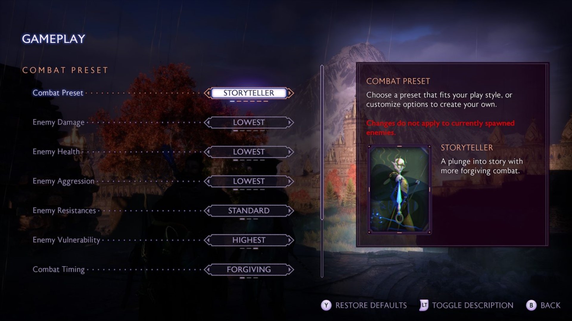 Dragon Age: The Veilguard gameplay menu