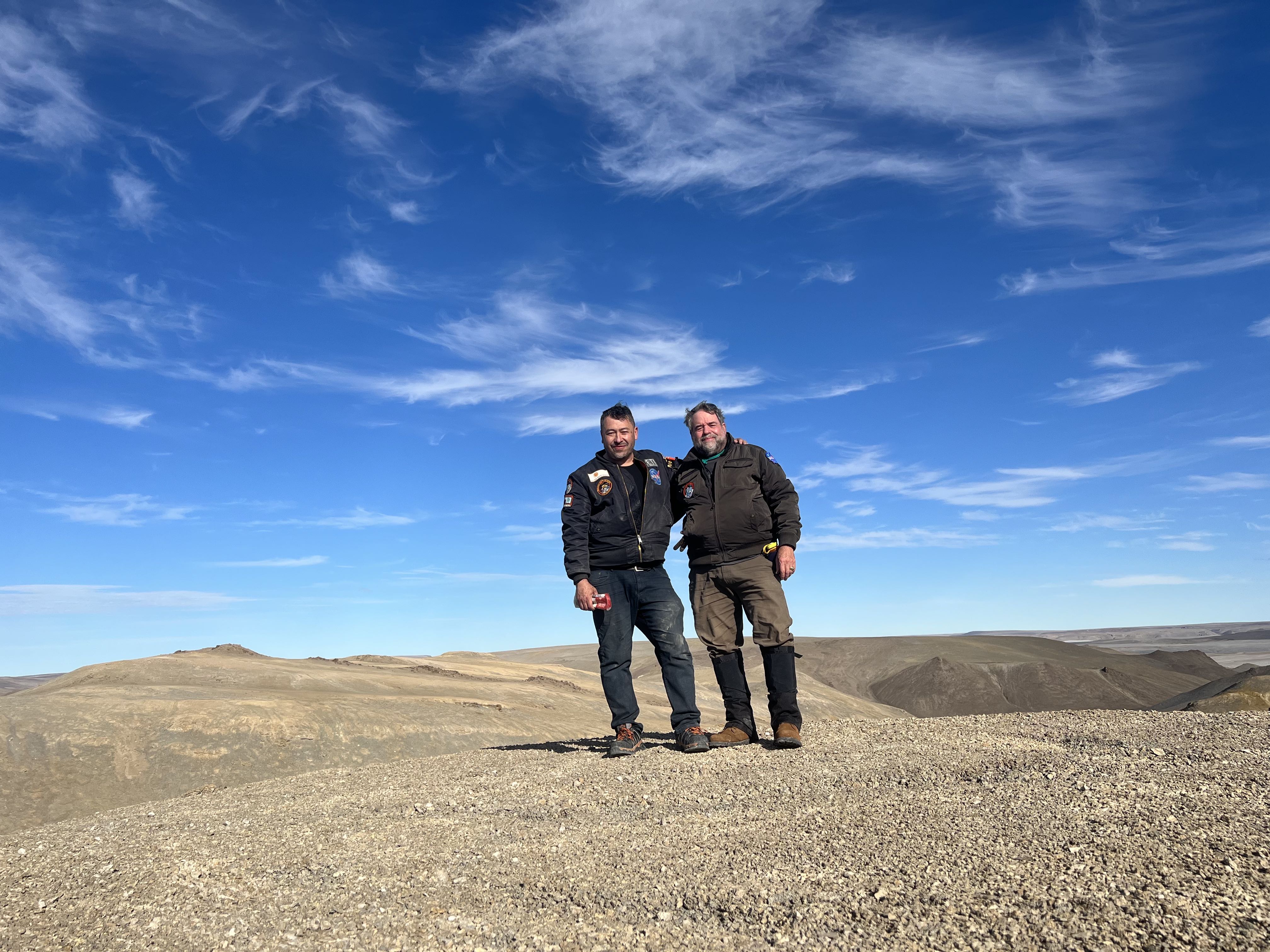 Rod Pyle, right, and Pascal Lee, on an overlook.