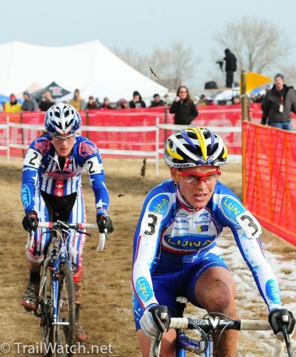 Nash leads Compton into the final lap.