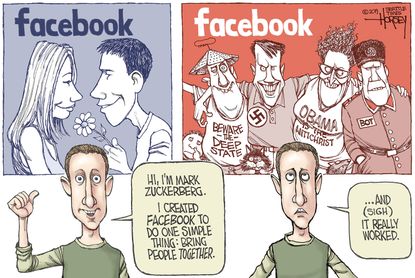 Editorial Cartoon U.S. Zuckerberg Facebook Bring People Together Extremism