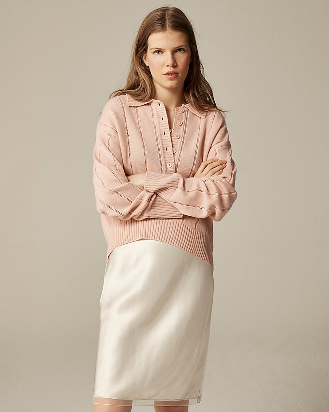 Cashmere Pointelle Sweater-Polo
