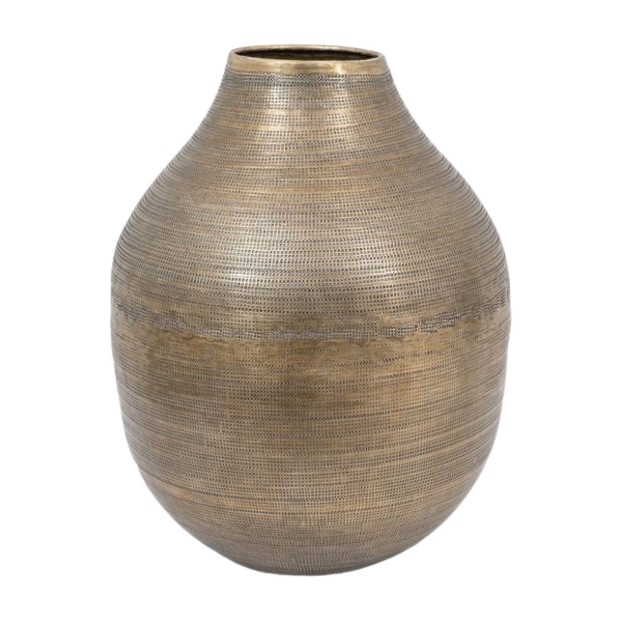 Perch and Parrow, Kaia Hammered Metal Vase in Antique Brass, Medium