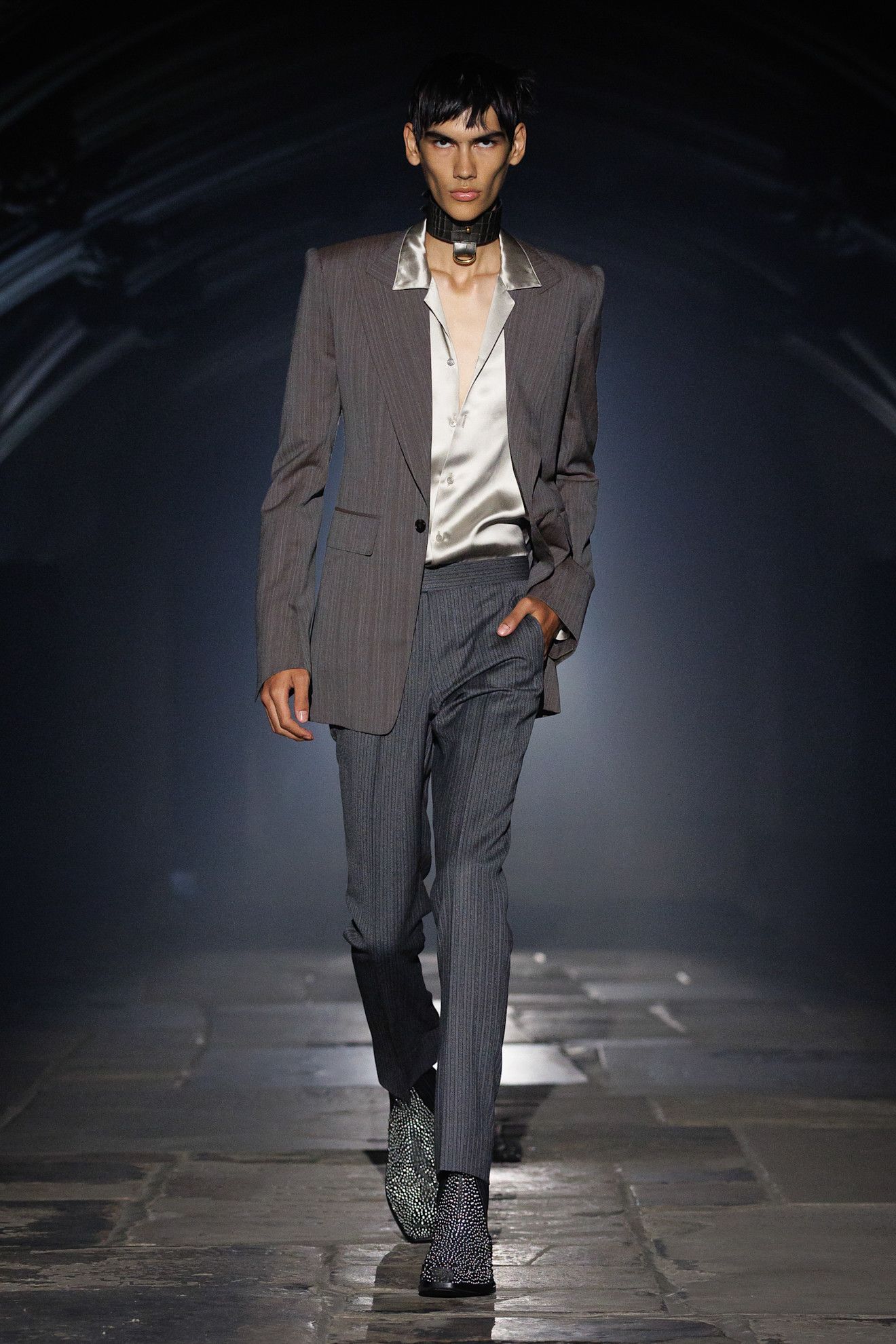 Photo of model walking in the Alexander McQueen Spring Summer 2027 show.