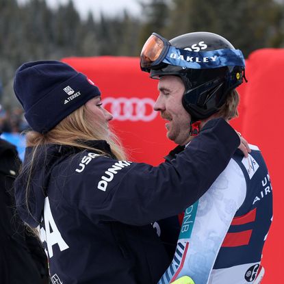 Aleksander Aamodt Kilde of Norway and Mikaela Shiffrin of United States at the Stifel Copper Cup in 2025 