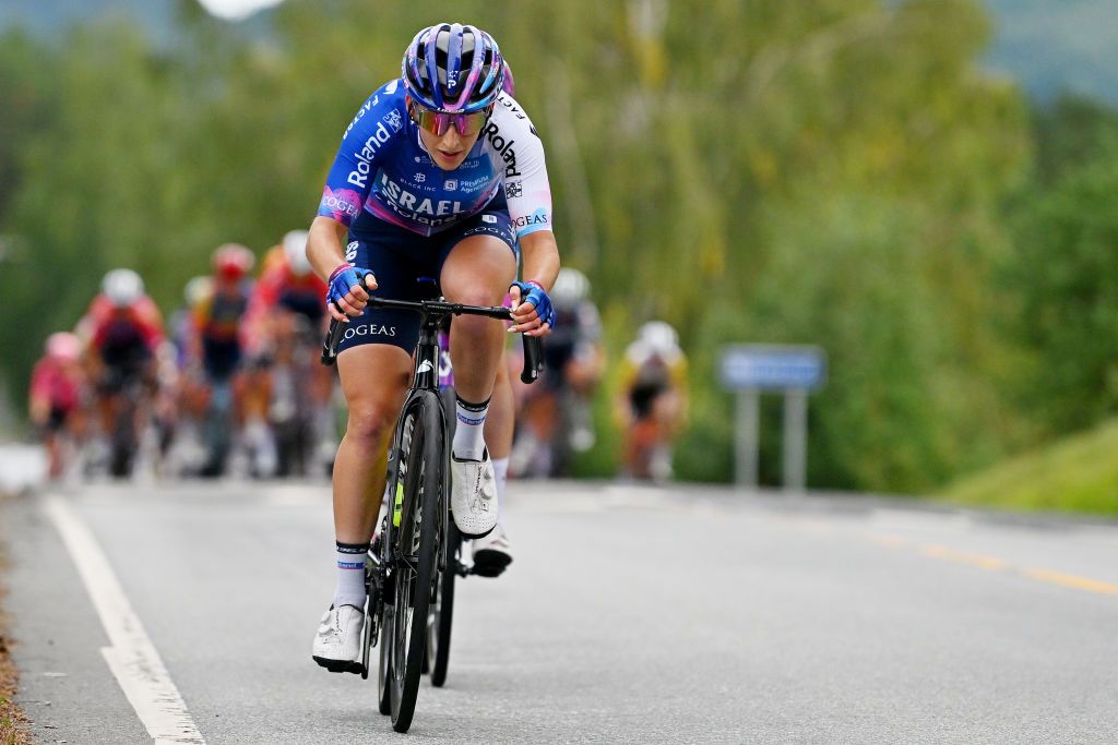 NOREFJELL NORWAY AUGUST 24 Elena Hartmann of Switzerland and Team Israel Premier Tech Roland competes during the 9th Tour of Scandinavia 2023 Battle Of The North Stage 2 a 1505km stage from Vikersund to Norefjell 791m UCIWWT on August 24 2023 in Norefjell Norway Photo by Luc ClaessenGetty Images