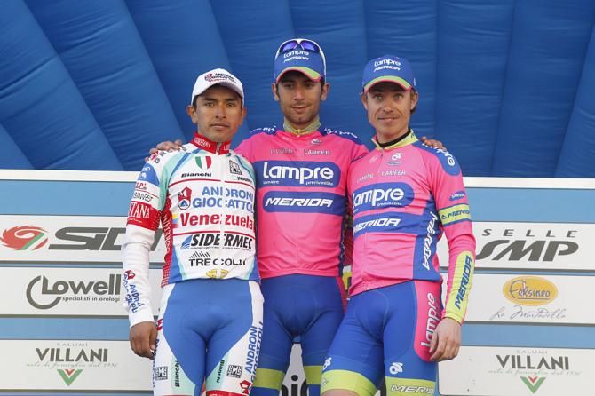 Miguel Angel Rubiano Chavez (Androni Giocattoli), Diego Ulissi, Damiano Cunego (Lampre - Merida)