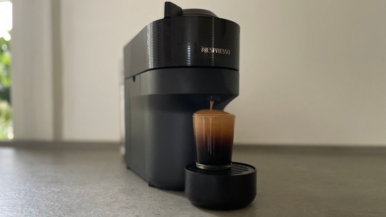 Nespresso Vertuo Pop brewing a double espresso