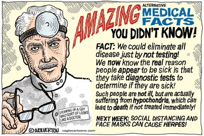 Editorial Cartoon U.S. alternative medical facts Trump coronavirus testing