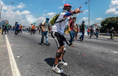 Anti-government protesters in Venezuela.