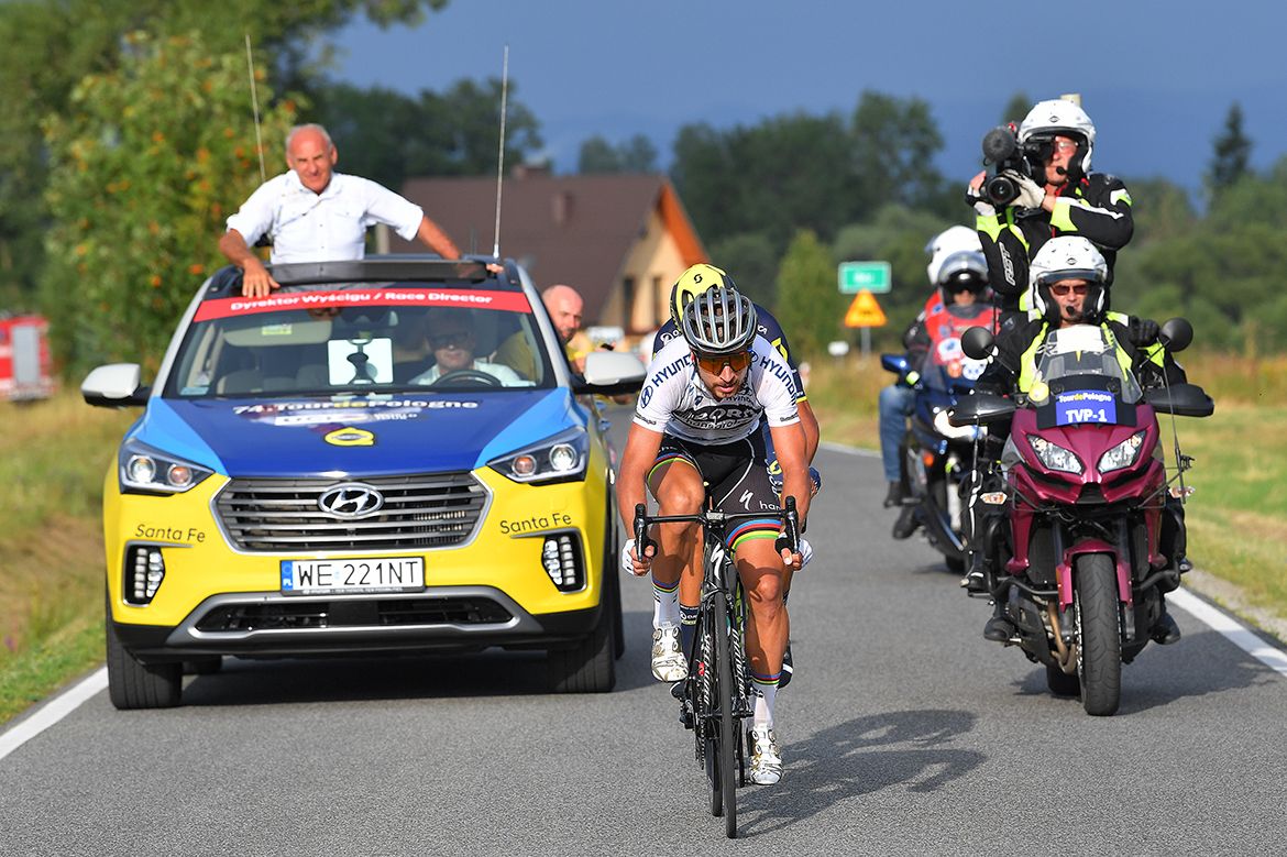 Peter Sagan on the attack on the final day of the Tour de Pologne.