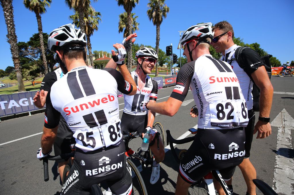 The Sunweb team celebrate victory