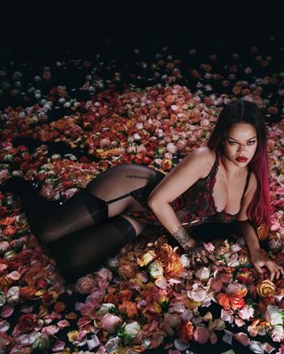 rihanna wears lingerie in Savage x Fenty 2025 valentine's day campaign