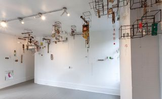 Art work of hanging objects from ceiling