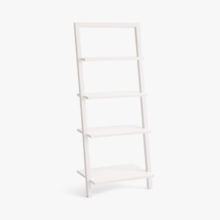 minimalist white ladder bookshelf