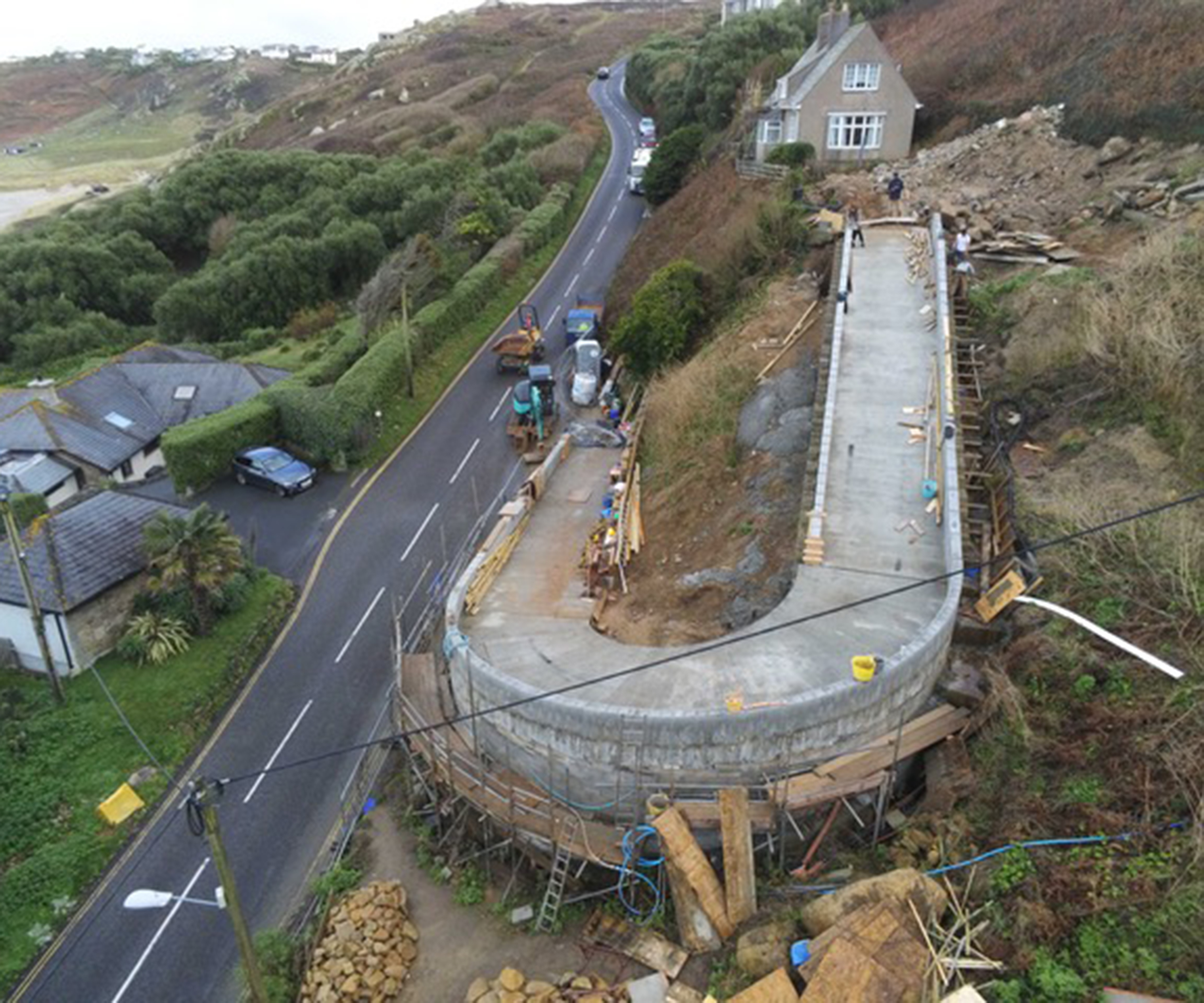 A large driveway being constructed up to a self build plot site