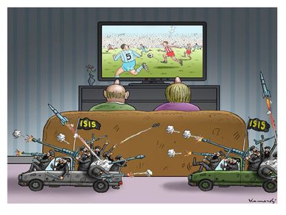 Political cartoon World Cup Iraq war